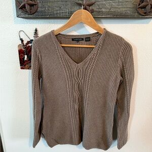 Jeanne Pierre Small Women's Taupe cable knit Sweater excellent quality and fit